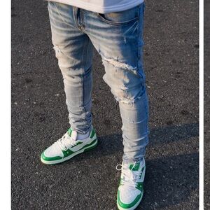 Men's Sky Blue Ripped Skinny Jeans